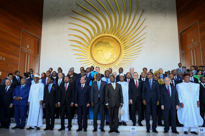 De Afrikaanse leiders op de 33ste UA-top in Ethiopië.