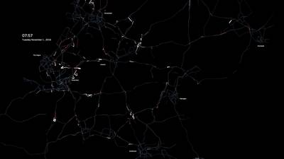 Golvende files trekken over geanimeerde filekaart