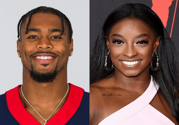 Jonathan Owens en Simone Biles.