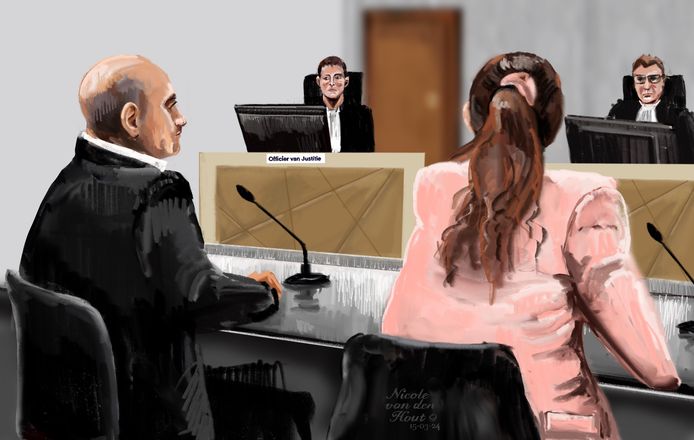 Rechtbanktekening van Peter en Stephanie, die veroordeeld zijn voor de mishandeling van hun dochters.