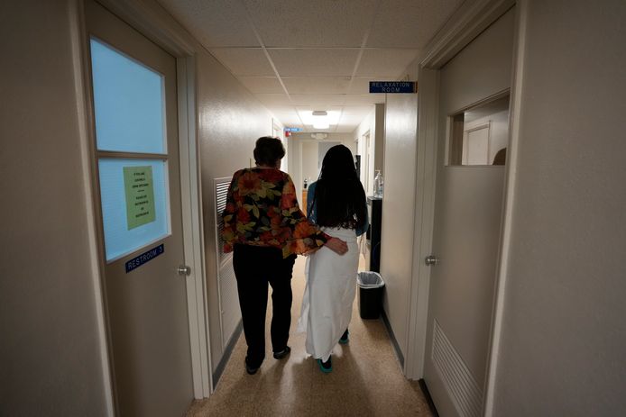 Une trentenaire texane, déjà mère de trois enfants, a fait le déplacement, comme de nombreuses autres, dans une clinique de Louisiane pour pouvoir avorter dans la légalité (Hope Medical Group for Women, Shreveport, Louisiane, 9 octobre 2021)