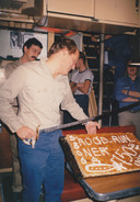 Henk Stapel aan boord van de Hr. Ms. Zwaardvis.