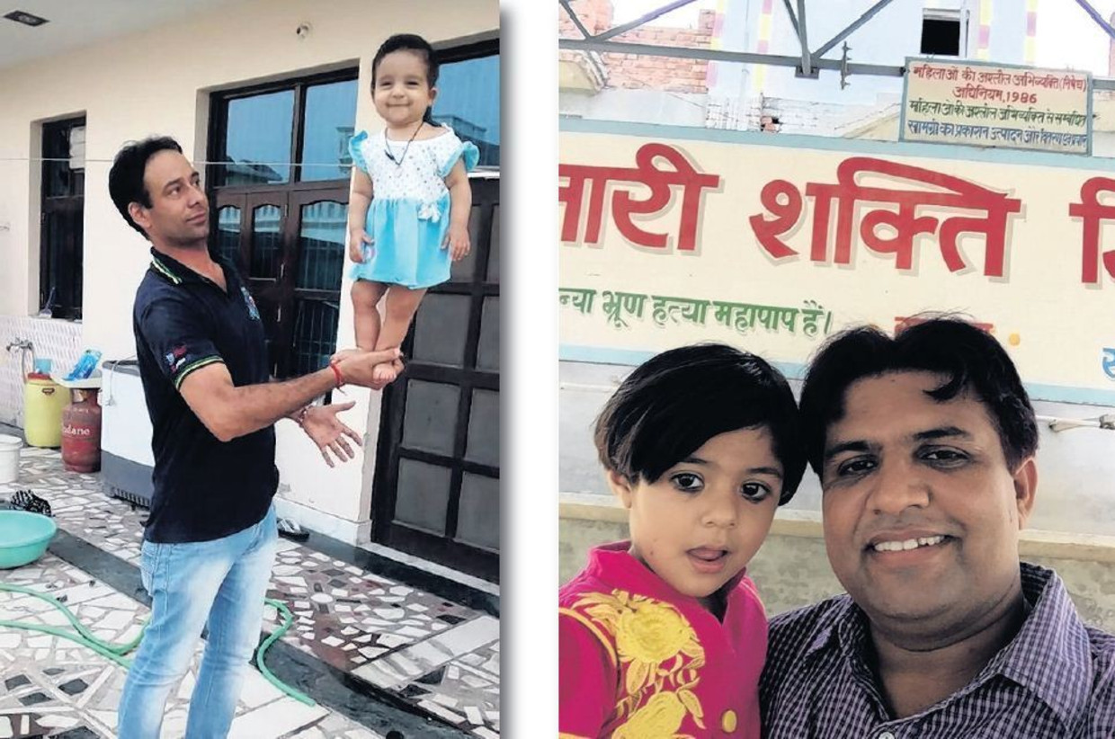 Dorpshoofd Sunil Jaglan (rechter foto) kwam met het idee. Beeld  