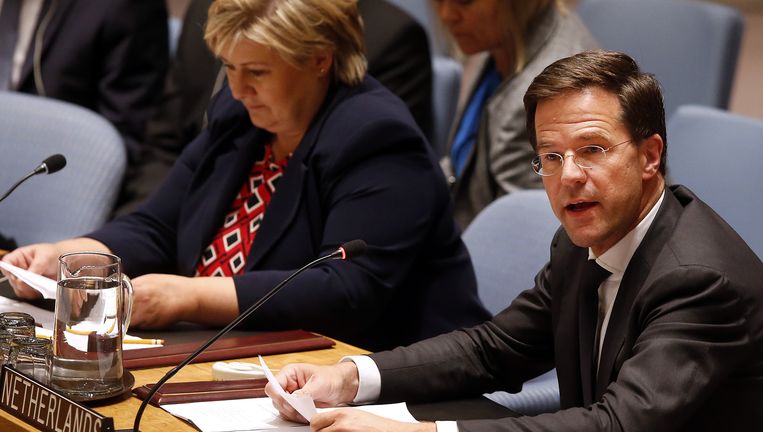 Rutte bij de VN-veiligheidsraad. Beeld ap