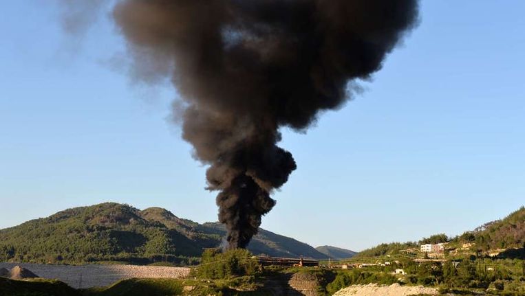 Een raketaanval in de Latakia-provincie, Syrië. Beeld AFP