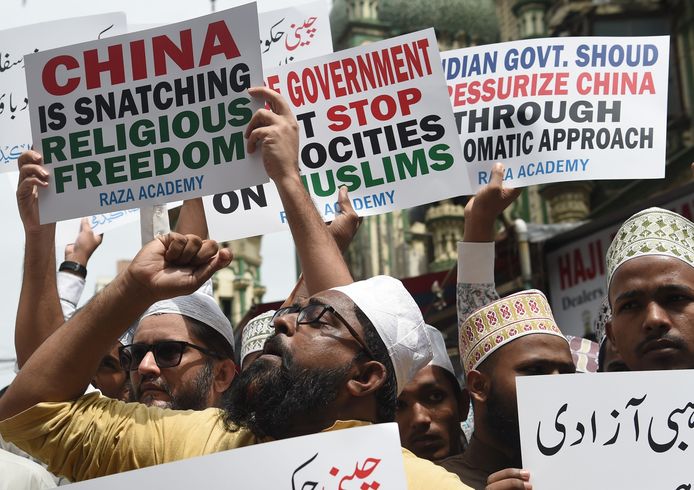 Eerder deze maand gingen moslims de straat op uit protest tegen de praktijken in Xinjiang.