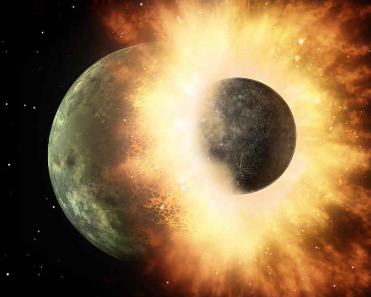 De planeet Theia botste op de aarde, waarbij de maan is ontstaan. Beeld Nasa