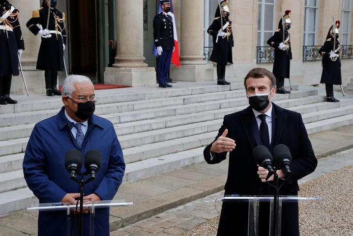 Macron woensdag met de Portugese premier Antonio Costa.