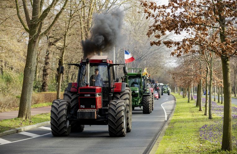 Boeren met hun tractoren woensdag in Den Haag. Beeld ANP