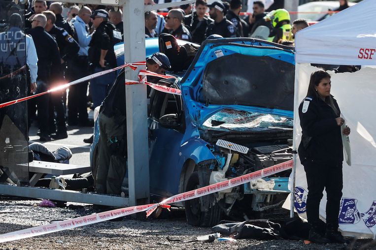 De auto die werd gebruikt bij de vermeende aanslag. Beeld REUTERS