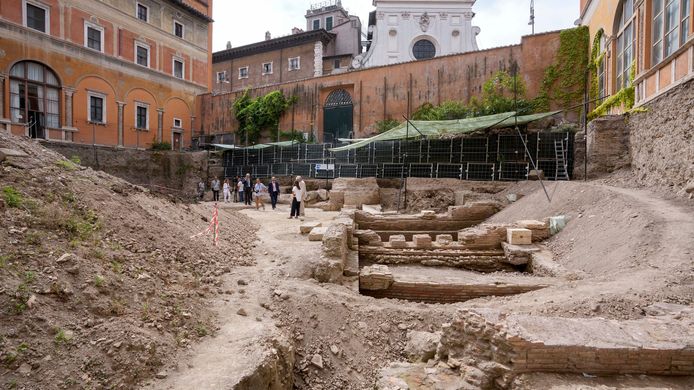De ruïnes van wat archeologen denken dat het privétheater van de Romeinse keizer Nero was.