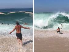 Des baigneurs profitent de vagues énormes au Brésil