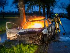 Auto verwoest door brand, moeder en kind kunnen wagen op tijd verlaten  