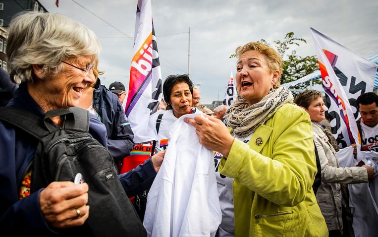 Corrie van Brenk als vakbondsleider. Beeld anp