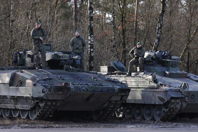 Gevechtsvoertuigen van de Duitse Bundeswehr. In 2023 komen de grondtroepen van de VJTF onder Duits bevel
