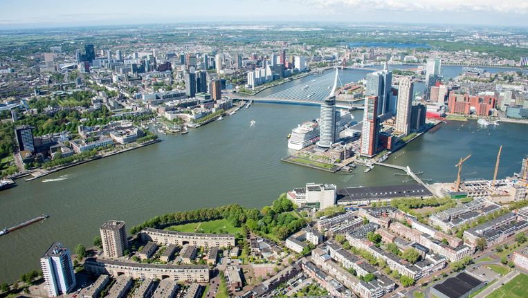 Het centrum van Rotterdam gezien van uit de lucht. Beeld anp