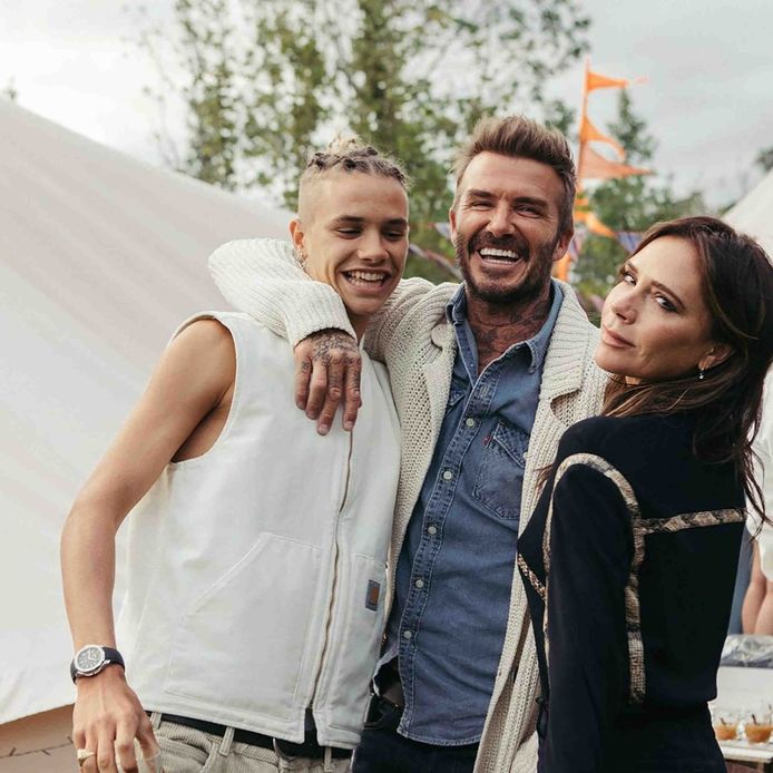 Romeo Beckham met zijn ouders, David en Victoria.