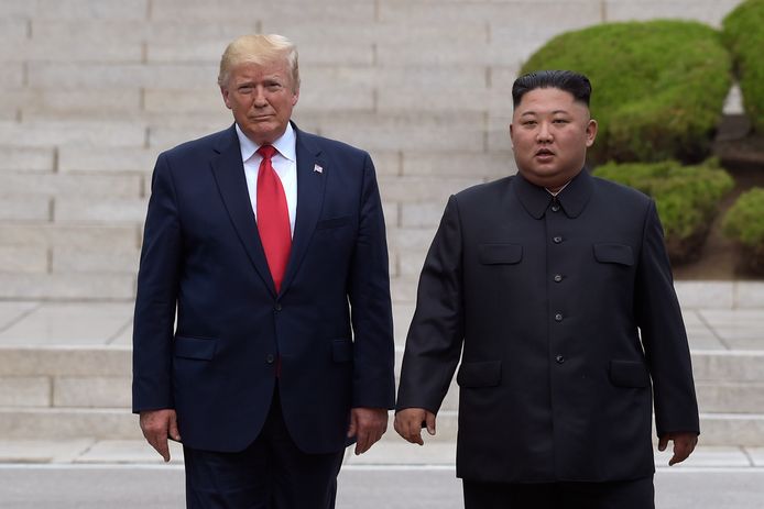 Archiefbeeld, de Amerikaanse president Donald Trump en de Noord-Koreaanse leider Kim Jong-un.