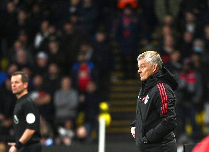 Ole Gunnar Solskjaer tijdens het duel met Watford FC.