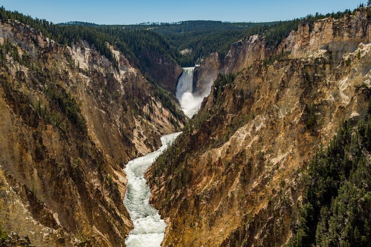 De Upper en Lower Falls van de Grand Canyon.  Beeld NurPhoto via Getty Images