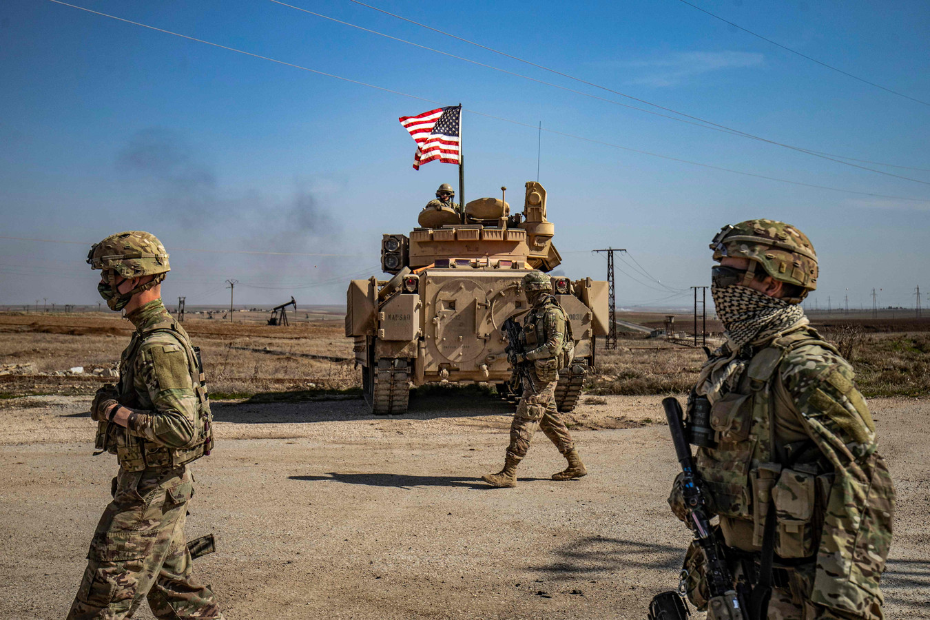 Amerikaanse militairen patrouilleren in Syrië in februari van dit jaar.