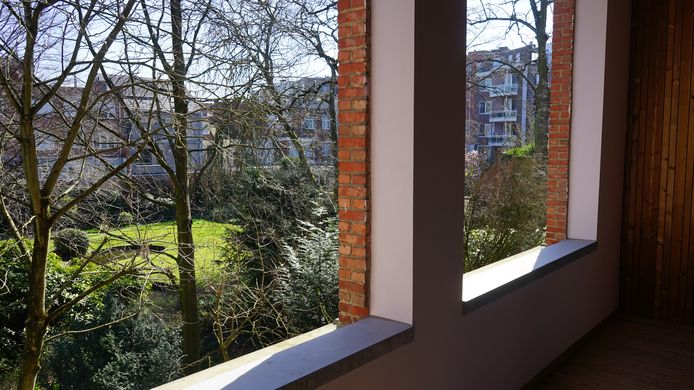 De lofts kijken ook nog eens uit op een groene oase.