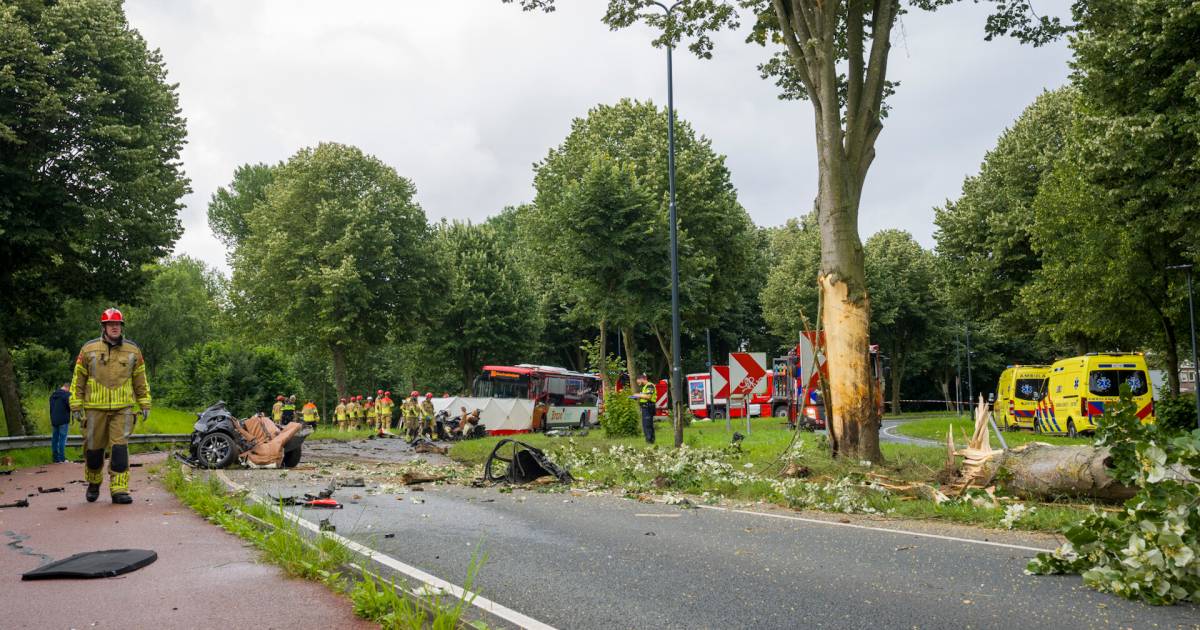 Dode bij ongeval tussen auto en bus in Oosterhout.