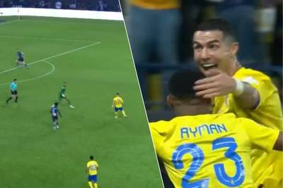 KIJK. Als zelfs de commentator ervan begint te zingen: Cristiano Ronaldo pakt uit met geweldige lob