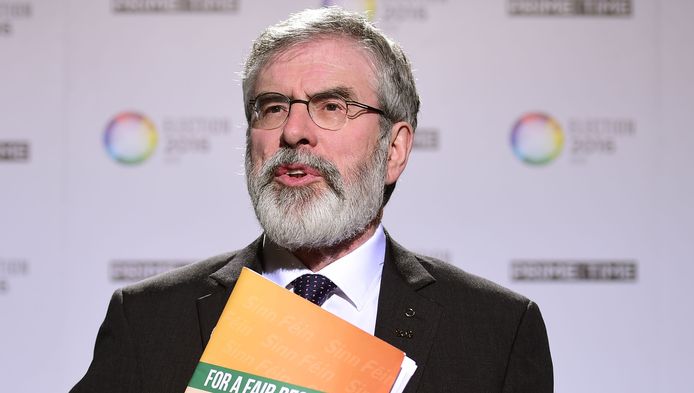 De leider van de partij Sinn Fein Gerry Adams.