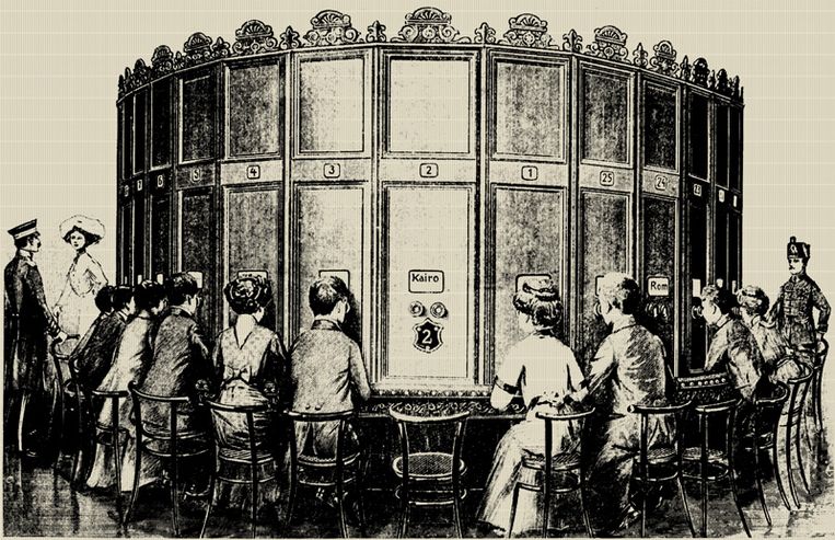 Houtsnede van een keizerpanorama, ca. 1880. Beeld Prospekt Augusta Fuhrmanna