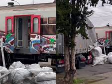 Beelden tonen ravage nadat trein botst met stilstaande vrachtwagen: één reiziger lichtgewond