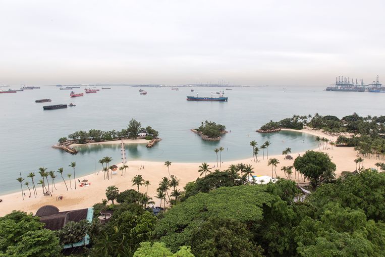 Het eiland Sentosa waar de top mogelijk zal plaatsvinden. Singapore wordt gezien als een neutrale locatie voor beide leiders. Beeld Getty Images