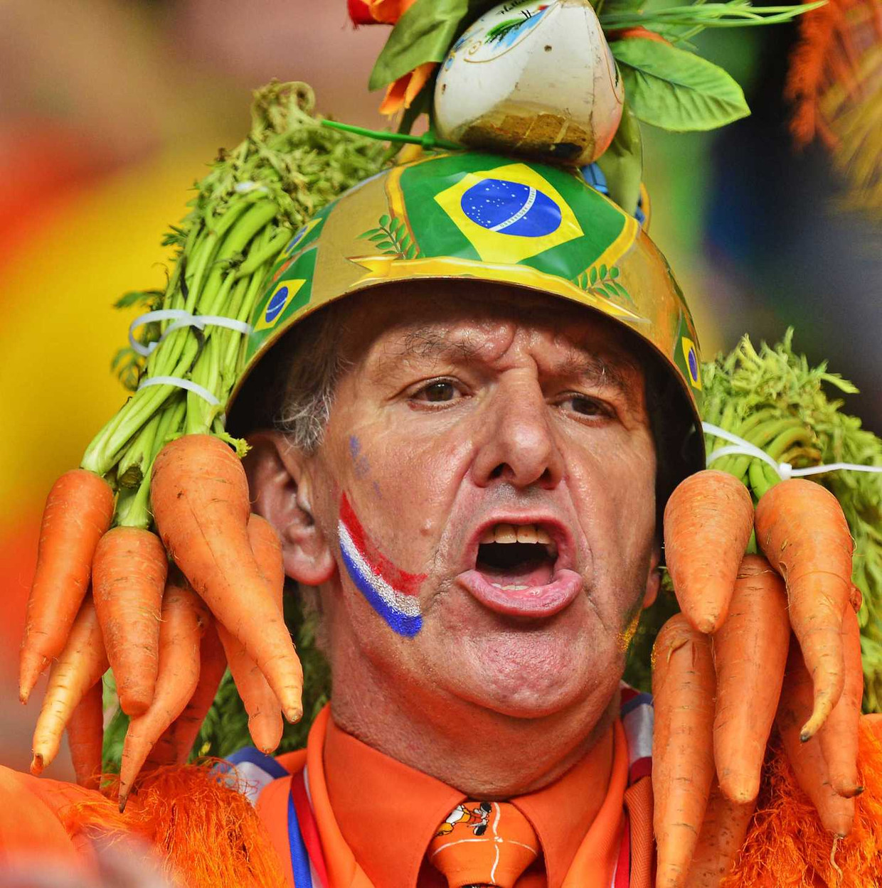 Een Nederlandse supporter in het stadion. Beeld anp