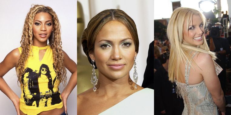 Make-up trends in de jaren nul: Beyoncé, Jenifer Lopez en Britney Spears. Beeld Getty