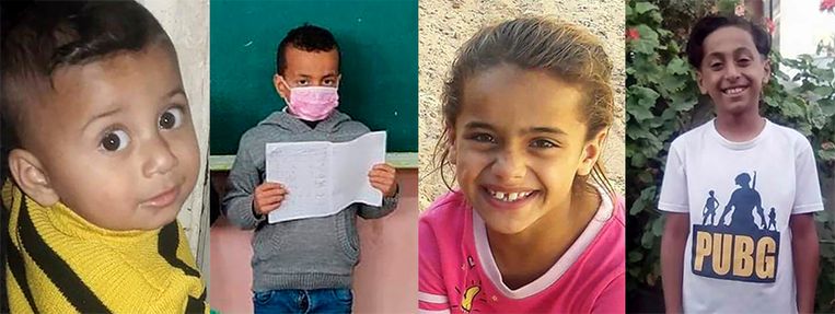 Yazan, Marwan, Rahaf en Ibrahim al-Masri, drie neefjes en een nicht, werden gedood in Beit Hanoun, Gaza. Beeld NYT