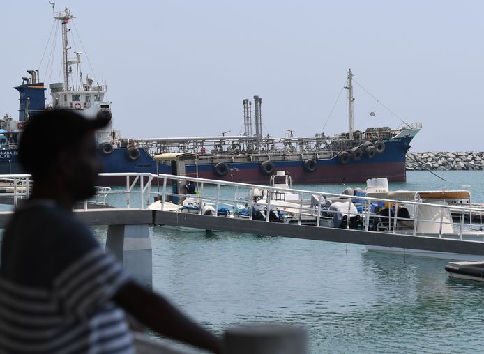 Een schip in de haven van Fujairah in het oosten van de Verenigde Arabische Emiraten.