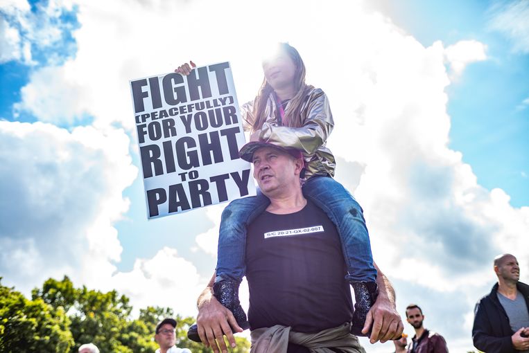 In september 2020 werd er ook al op het Museumplein in Amsterdam aandacht gevraagd voor de gevolgen van de coronacrisis voor het nachtleven.  Beeld Joris Van Gennip