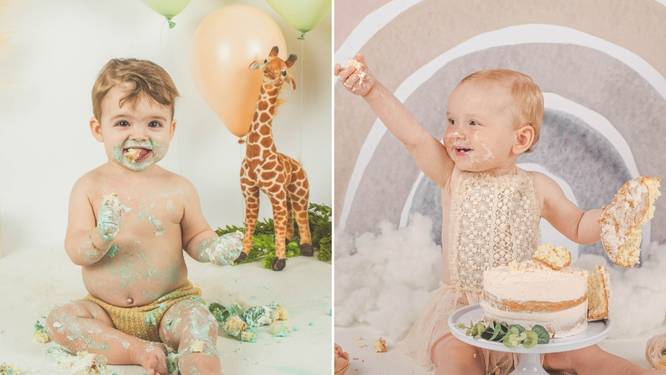 Een cake smash: wanneer smossen eindelijk mag. “Veel ouders duwen het gezicht van hun kind zélf in de taart”