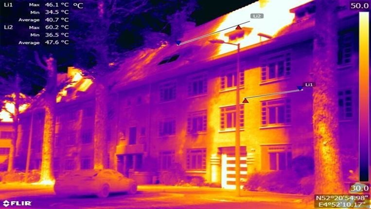Warmtebeeld van de Universiteit Gent en Waternet Beeld  Universiteit Gent en Waternet