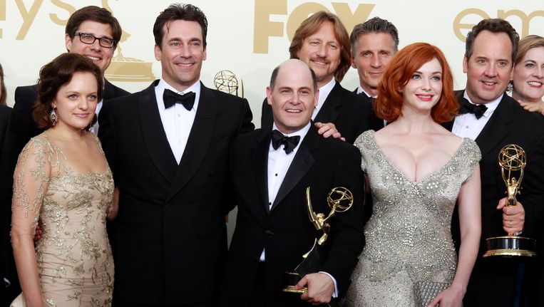 De cast van 'Mad Men' in september vorig jaar op de 63ste Emmy Awards. Beeld REUTERS