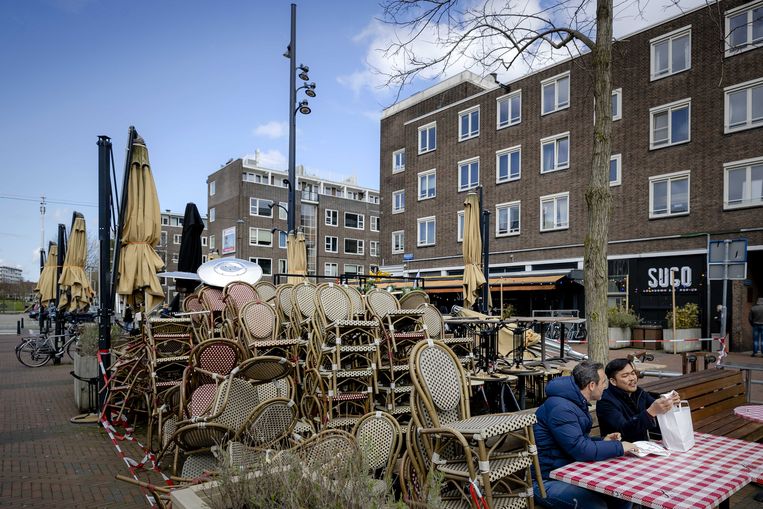 Een gesloten terras in Rotterdam.  Beeld ANP