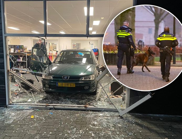 Een 37-jarige verdachte knalde zondagmorgen met een gestolen auto dwars door de pui van Logoprint in Apeldoorn. Ook de ingang van Export Cars Holland, waar hij twee auto’s buit maakte, moest het ontgelden.