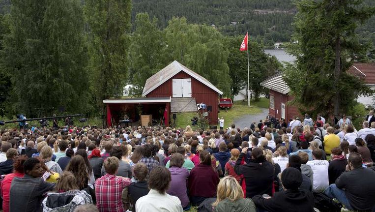 Herdenking van het bloedbad dat Breivik aanrichtte op Utoya, afgelopen weekend een jaar geleden. Beeld afp