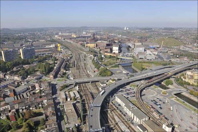 Vue aérienne de Marcinelle (Charleroi)
