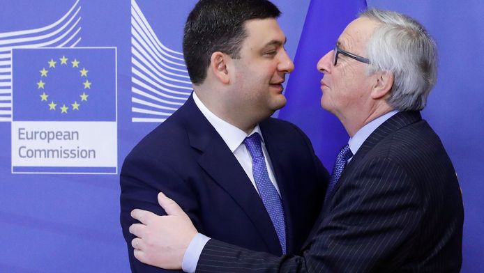 De Oekraïense premier Volodymyr Groysman en Jean-Claude Juncker, voorzitter van de Europese Commissie.