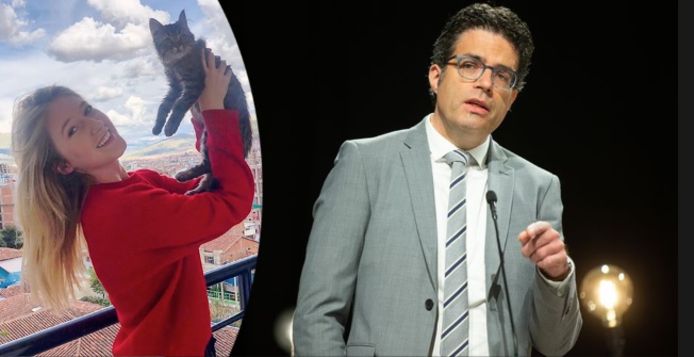 Baasje Selena Ali (23) met kater Lee. Prof. dr. Steven Van Gucht is naast viroloog ook deskundige in hondsdolheid.