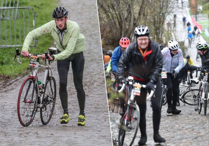 De eerste passanten zwoegen op de Paterberg in Kluisbergen en op de Koppenberg in Melden bij Oudenaarde tijdens de Ronde van Vlaanderen voor wielertoeristen.