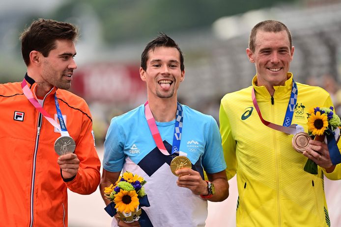 Tom Dumoulin, Primoz Roglic en Rohan Dennis.