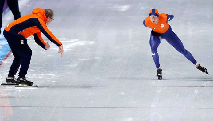 Jac Orie coacht Sven Kramer.
