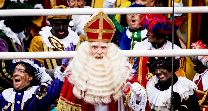 Sinterklaas en zijn pieten, vorig jaar tijdens de intocht in Dokkum.